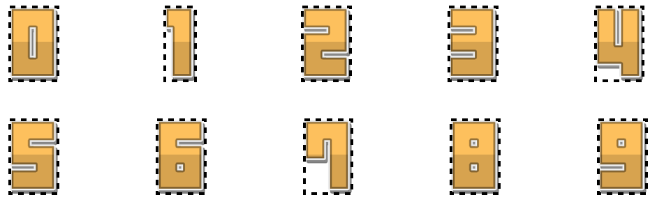 Separate sprites for the numbers 0-9